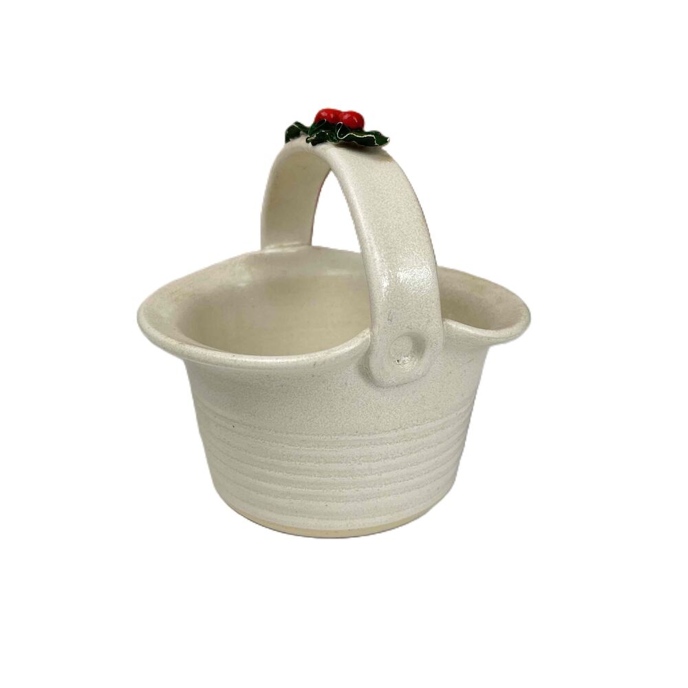 Rob Bartee‎ Pottery Ivory Christmas Basket Clay Earthware Home Decor Vintage